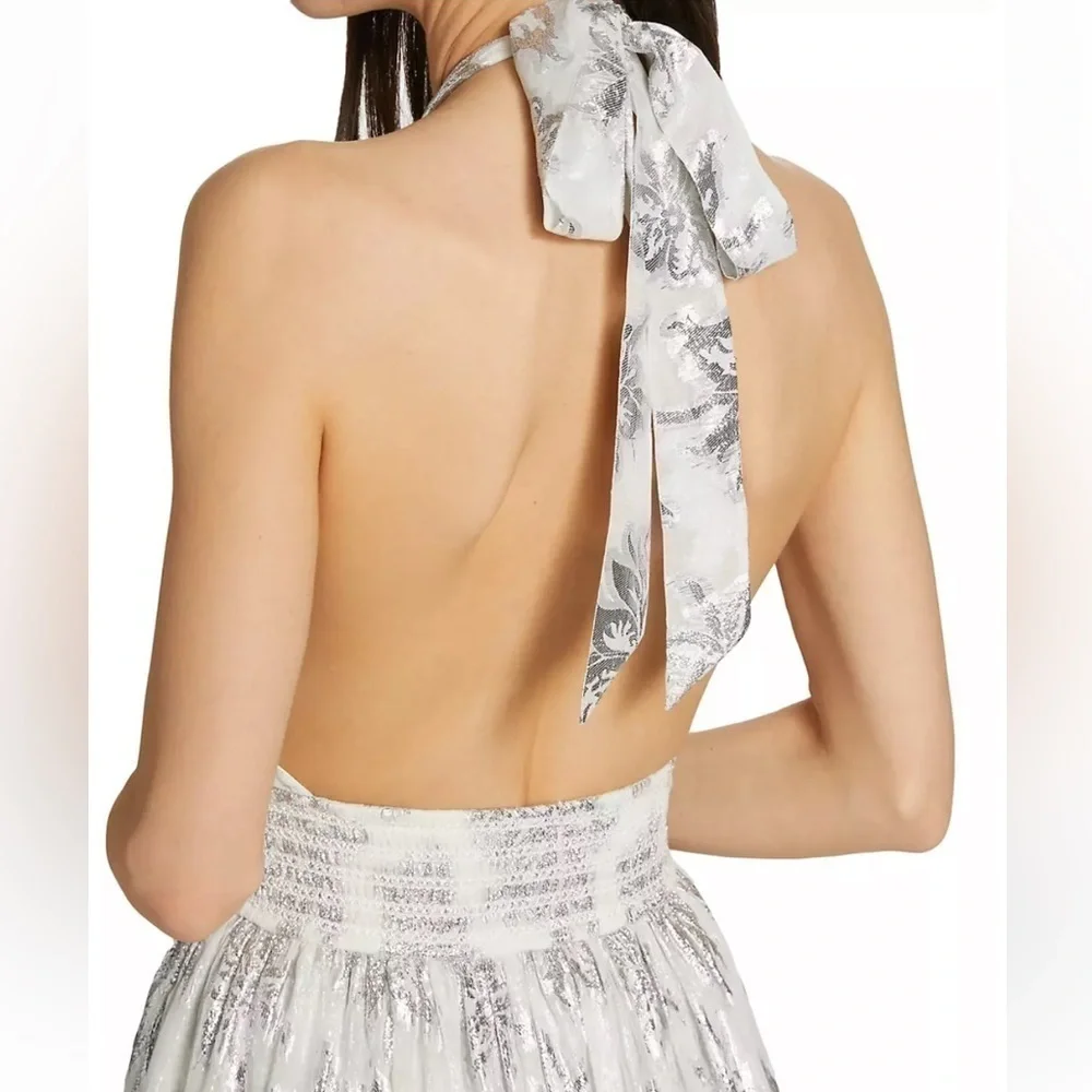 NEW Rococo Sand Metallic Halter Minidress - Picture 5 of 13